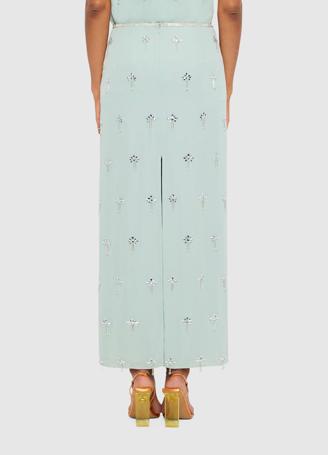 Clémentine Embellished Maxi Skirt - Pistachio