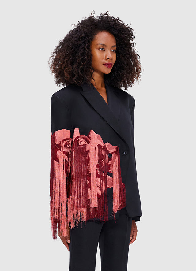 Exclusive Leo Lin Jocelyn Embroidered Split Blazer - Rose Print