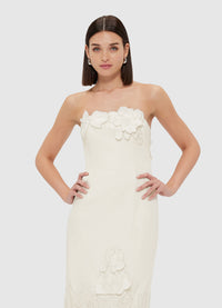 Exclusive Leo Lin Rayna Appliqué Bustier Maxi Dress - Vanilla