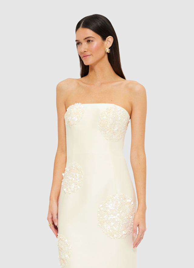 Exclusive Leo Lin Rayna Embellished Bustier Maxi Dress in Cream