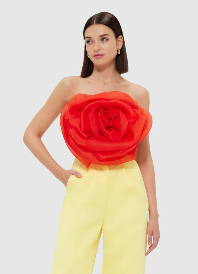 Exclusive Leo Lin Bloom Rose Bustier Top - Scarlet