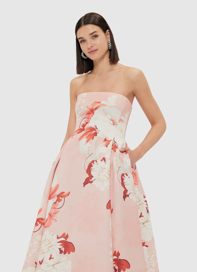 Exclusive Leo Lin Nora Bustier Maxi Dress - Peony Print