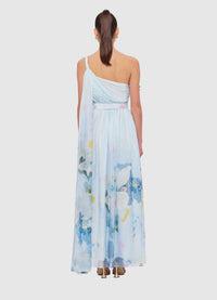 Exclusive Leo Lin Adriana One Shoulder Maxi Dress in Tranquility Print