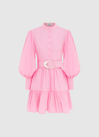 Exclusive Leo Lin Alexandra Belted Mini Dress in Bubblegum
