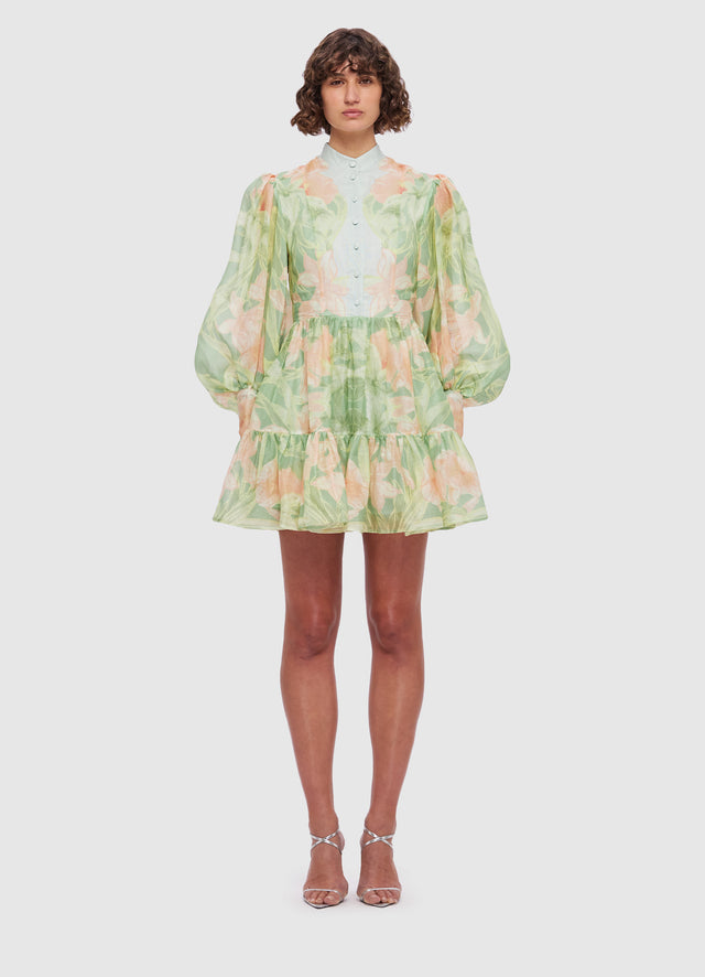 Alexandra Mini Dress - Orient Print in Evergreen