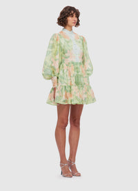 Alexandra Mini Dress - Orient Print in Evergreen