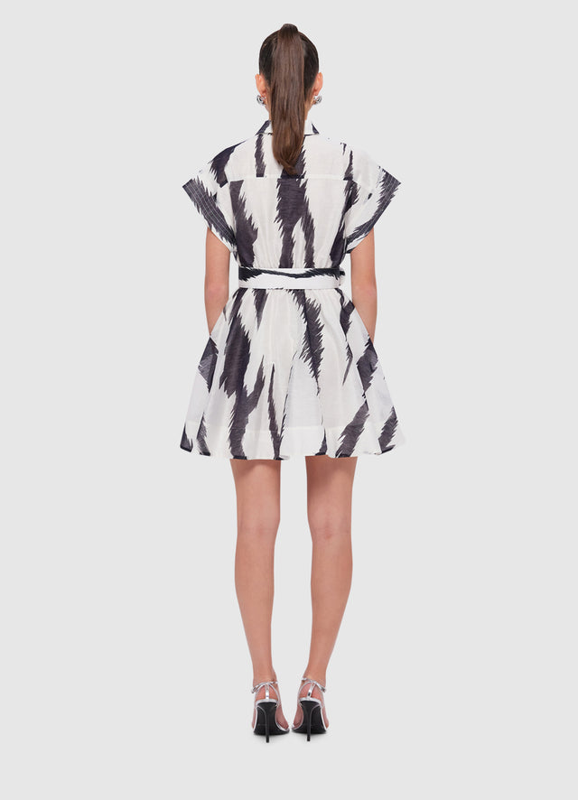 Exclusive Leo Lin Billie Pocket Shirt Mini Dress in Tiger Print in White