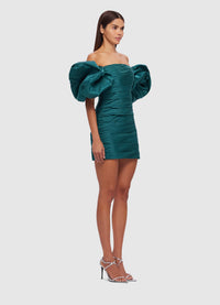 Brenda Puffy Sleeve Mini Dress - Teal