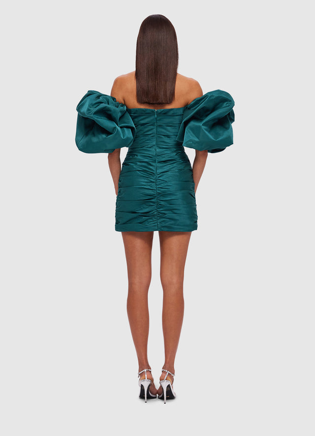 Brenda Puffy Sleeve Mini Dress - Teal