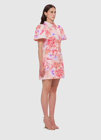 Exclusive Leo Lin Brooke Shirt Sleeve Mini Dress in Swallow Print in Lush
