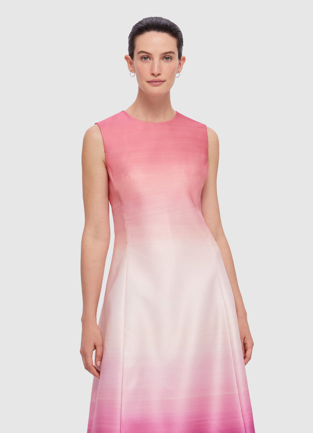 Exclusive Cleo Sleeveless Midi Dress in Ombre Coral from LEO LIN