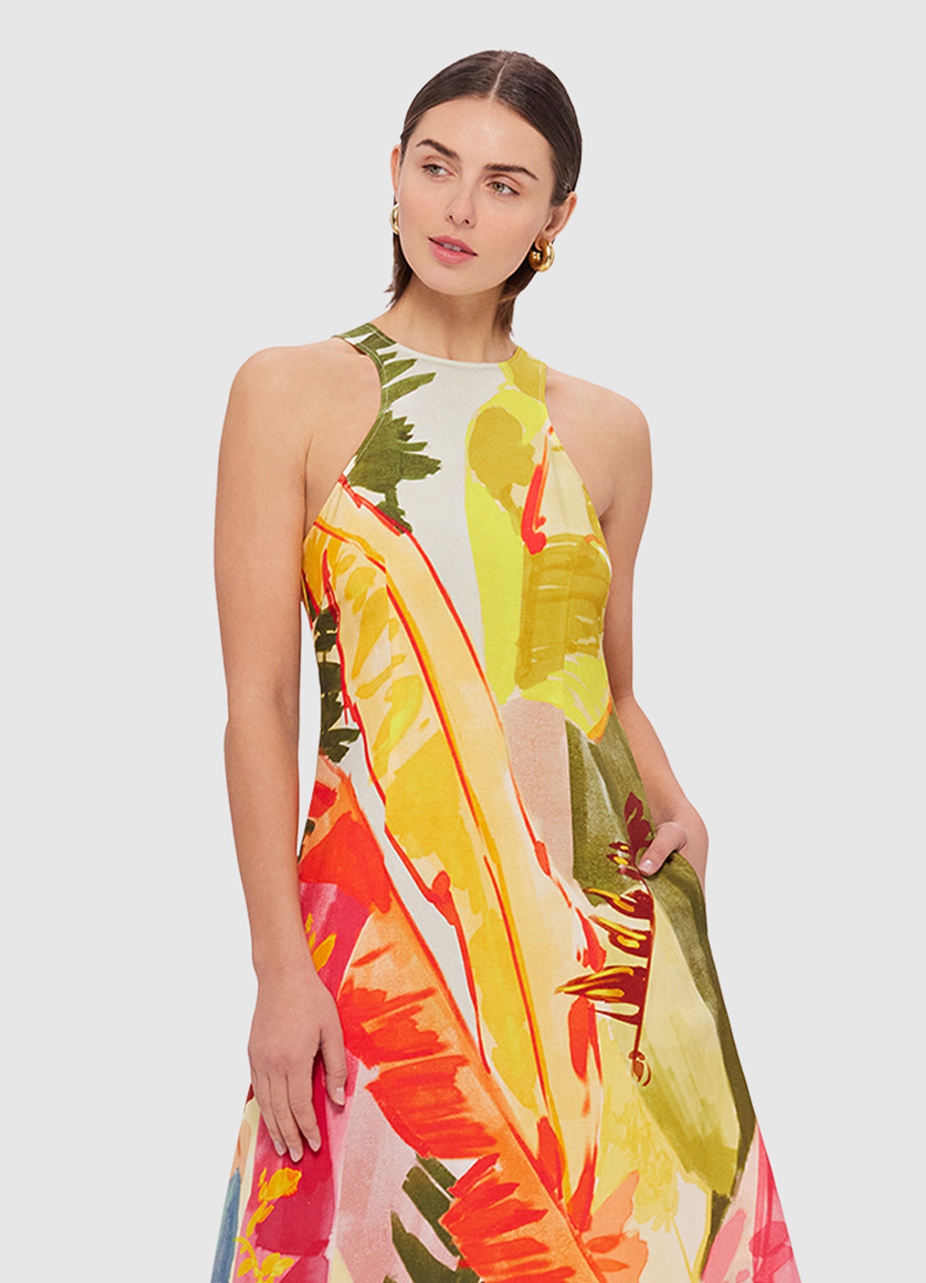 Giselle Racer Neck Midi Dress - Rainforest Print | LEO LIN® Official ...