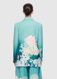 Exclusive Leo Lin Judy Double Breasted Blazer in Neptune Print in Seagrass 