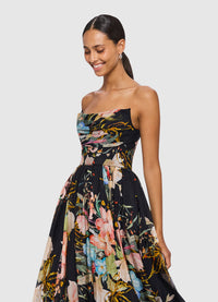 Rania Bustier Gown - Opulent Print in Mystic
