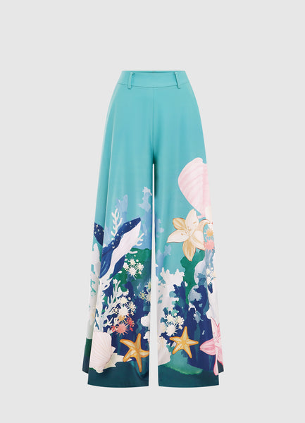 Exclusive Leo Lin Candied Pants in Neptune Print in Seagrass