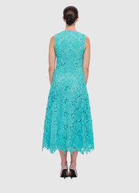 Exclusive Leo Lin Cleo Lace Sleeveless Midi Dress in Turquoise