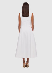 Exclusive Leo Lin Cleo Sleeveless Embroidery Midi Dress in Twilight Print in White 