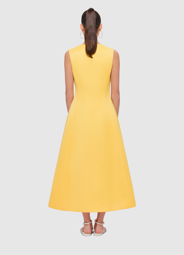 Exclusive Leo Lin Cleo Sleeveless Midi Dress in Canary