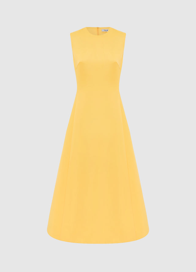 Exclusive Leo Lin Cleo Sleeveless Midi Dress in Canary