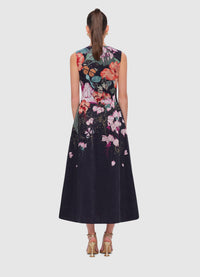 Exclusive Leo Lin Cleo Sleeveless Midi Dress in Lush Print in Black