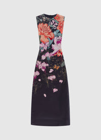 Exclusive Leo Lin Cleo Sleeveless Midi Dress in Lush Print in Black