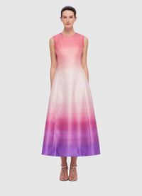 Exclusive Cleo Sleeveless Midi Dress in Ombre Coral from LEO LIN