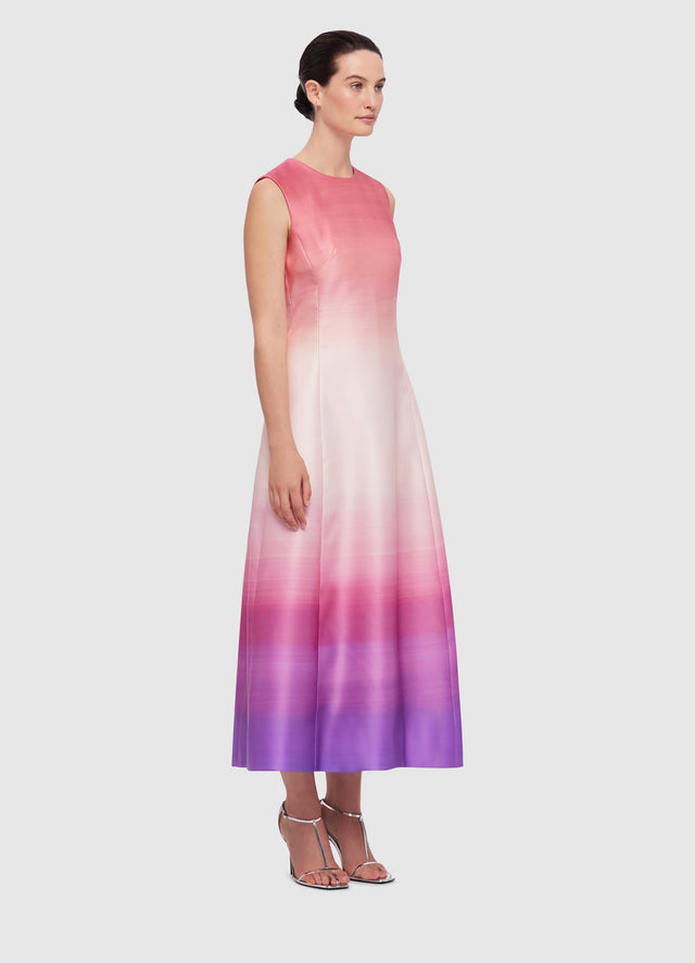 Exclusive Cleo Sleeveless Midi Dress in Ombre Coral from LEO LIN