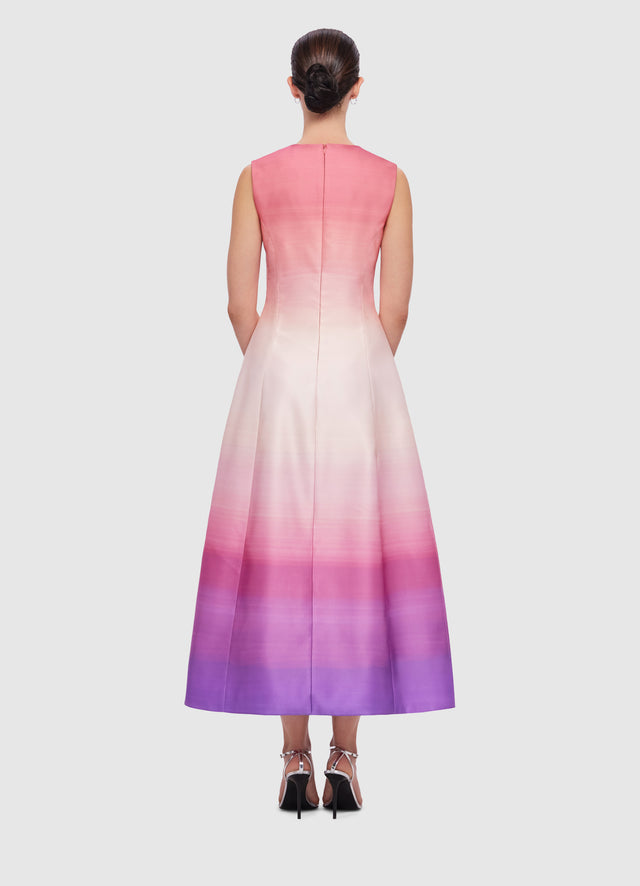 Exclusive Cleo Sleeveless Midi Dress in Ombre Coral from LEO LIN