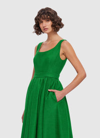 Exclusive Leo Lin Colleen Midi Dress in Forest