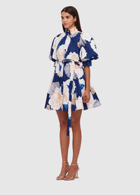 Exclusive Leo Lin Eli Mini Dress in Rosebud Print in Navy