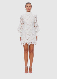 Exclusive Leo Lin Isla Lace Mini Dress in Snow