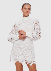 Exclusive Leo Lin Isla Lace Mini Dress in Snow