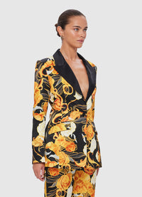 Exclusive Leo Lin Julianne Fitted Blazer in Adorn Print in Royal