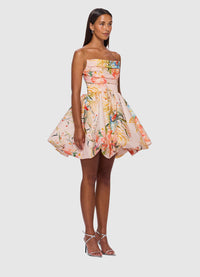 Katy Bustier Mini Dress - Opulent Print in Blush