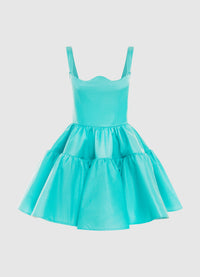 Exclusive Leo Lin Kaylee Structured Mini Dress in Turquoise