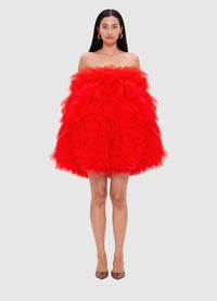 Exclusive Leo Lin Loretta Mini Dress in Fortune Red