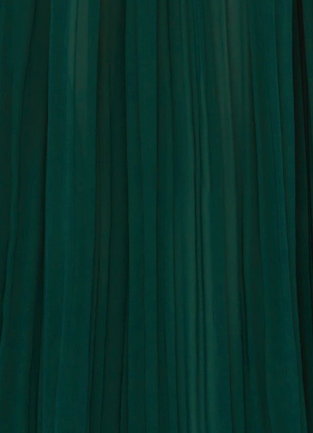 Exclusive Leo Lin Camilla Draped Floor Length Dress - Emerald