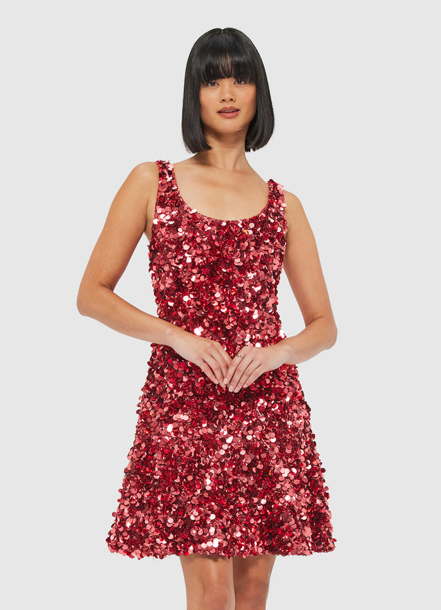 Exclusive Leo Lin Elaine Sequin Mini Dress - Mulberry