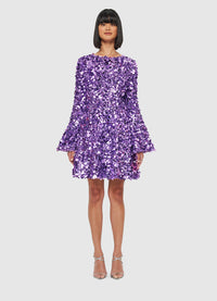 Exclusive Leo Lin Kristen Sequin Open Back Mini Dress - Lavender