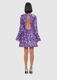 Exclusive Leo Lin Kristen Sequin Open Back Mini Dress - Lavender