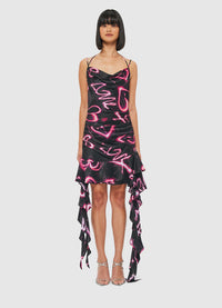 Exclusive Leo Lin Alba Mini Dress - Neon Heart Print