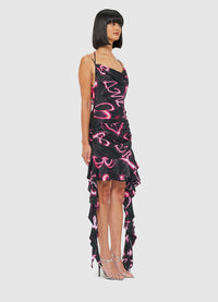 Exclusive Leo Lin Alba Mini Dress - Neon Heart Print