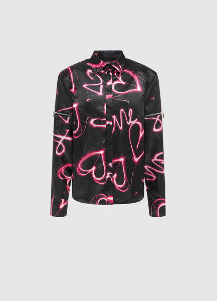 Exclusive Leo Lin Irina Blouse - Neon Heart Print