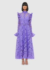 Exclusive Leo Lin Aliyah Lace Butterfly Sleeve Midi Dress - Lavender