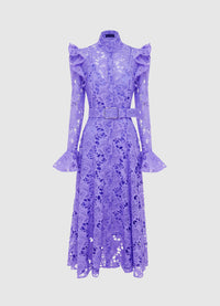 Exclusive Leo Lin Aliyah Lace Butterfly Sleeve Midi Dress - Lavender