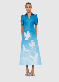 Exclusive Leo Lin Nadine Shirt Midi Dress - Aerial Print