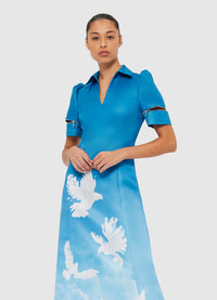 Exclusive Leo Lin Nadine Shirt Midi Dress - Aerial Print