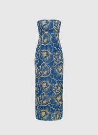 Exclusive Leo Lin Rayna Bustier Maxi Dress - Marine Blue