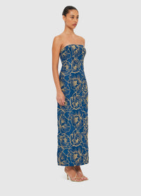 Exclusive Leo Lin Rayna Bustier Maxi Dress - Marine Blue