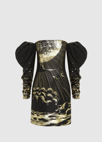 Exclusive Leo Lin Gillian Off Shoulder Bustier Mini Dress - Moonlight Print